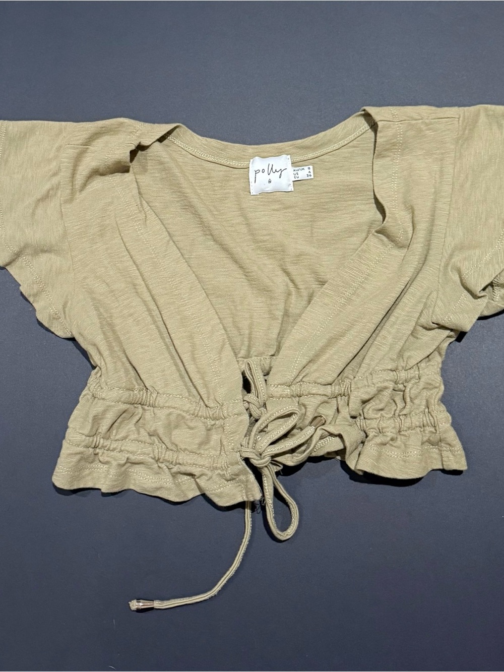 Princess Polly Olive Drawstring Ruched Crop Top